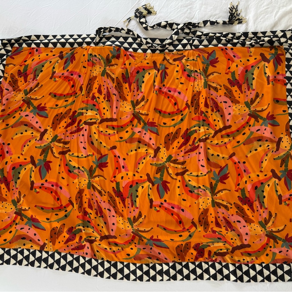 Farm for Anthropologie- Women’s Orange Tropical Print Swim Cover-Up -XS